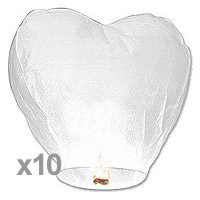 Sky Lantern Coeur Blanc Discount x10