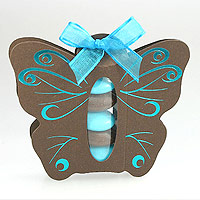 Contenant Papillon Chocolat Arabesques Turquoise x6