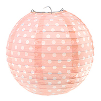2 Boules Lampion à Pois de Décoration 20 cm Rose