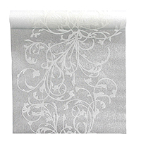 Chemin Table Organza 5 m Blanc Volutes Pailletées