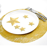 Dessous d'Assiette Ronds Tissés Métallisés Or x6