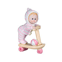 Petite Figurine Sujet Bapteme Fille Trottinette x1