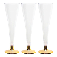 Flutes à Champagne Plastique Réutilisable Doré x6