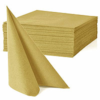 Grandes Serviettes Papier Aspect Tissu Doré Mat x40