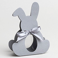 Boite Contenant Dragées Lapin Gris x6