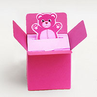 Nounours Sortant du Colis Contenant Dragées Fuchsia x6