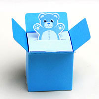 Nounours Sortant du Colis Contenant Dragées Turquoise x6