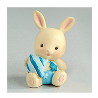 Petit Lapin Bleu Turquoise Déco Bapteme x1