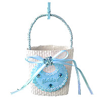 Panier Tressé Baby Anse et Petite Pince Bleu Contenant x1