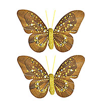 Pinces Papillons Chocolat Perles et Paillettes x2