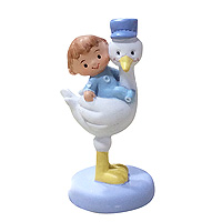 Figurine Bapteme Bébé Garçon Cigogne x1